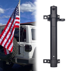 Louzezo jeep flagpole mount shows rugged aluminum build for durable tailgate use.