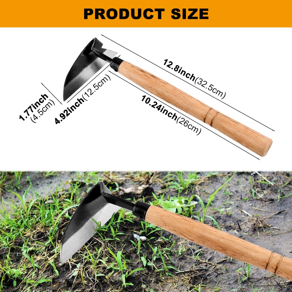 Lovarisse Japanese weeding sickle blade close-up for precise weed removal