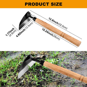 Lovarisse Japanese weeding sickle blade close-up for precise weed removal