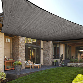 Love Story 12x16 sun shade sail rectangle shielding outdoor patio from sun.