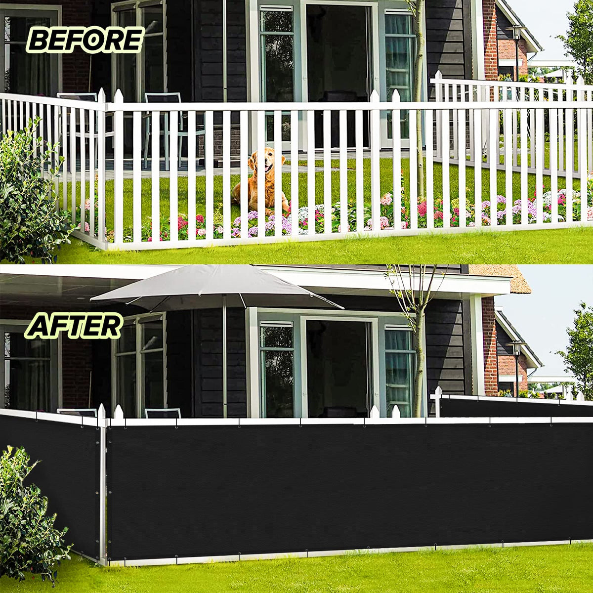 LOVE STORY aluminum grommets edge detail demonstrates sturdy, secure fence attachment