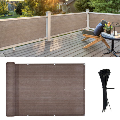 LOVE STORY balcony privacy screen front view with breathable UV-protected fabric.