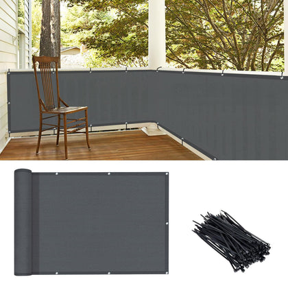 LOVE STORY balcony screen on railing, dark grey privacy with airflow