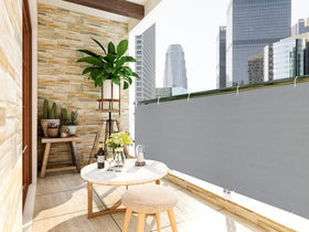 Love Story balcony screen gray close-up shows durable UV-protected HDPE for outdoor use.