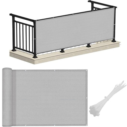 Love Story balcony screen gray front view, privacy with airflow for decks.