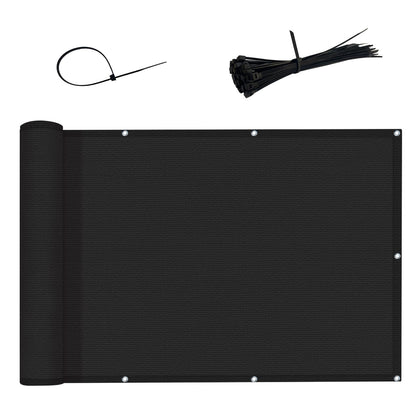 Love Story balcony screen privacy fence cover in black provides privacy and style.