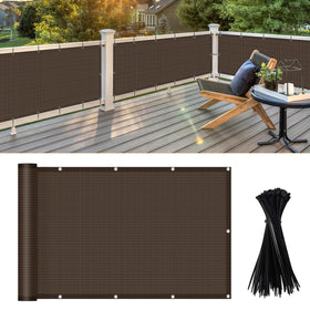 LOVE STORY brown balcony screen cover on a deck balancing privacy and airflow