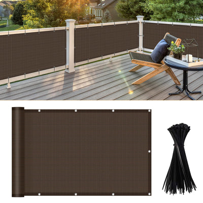 LOVE STORY brown balcony screen cover on a deck balancing privacy and airflow