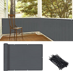 Love Story dark grey balcony screen offers breathable privacy for decks and patios.
