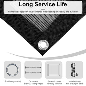 LOVE STORY durable mesh tarp blocks leaves and debris in pools and outdoor spaces.