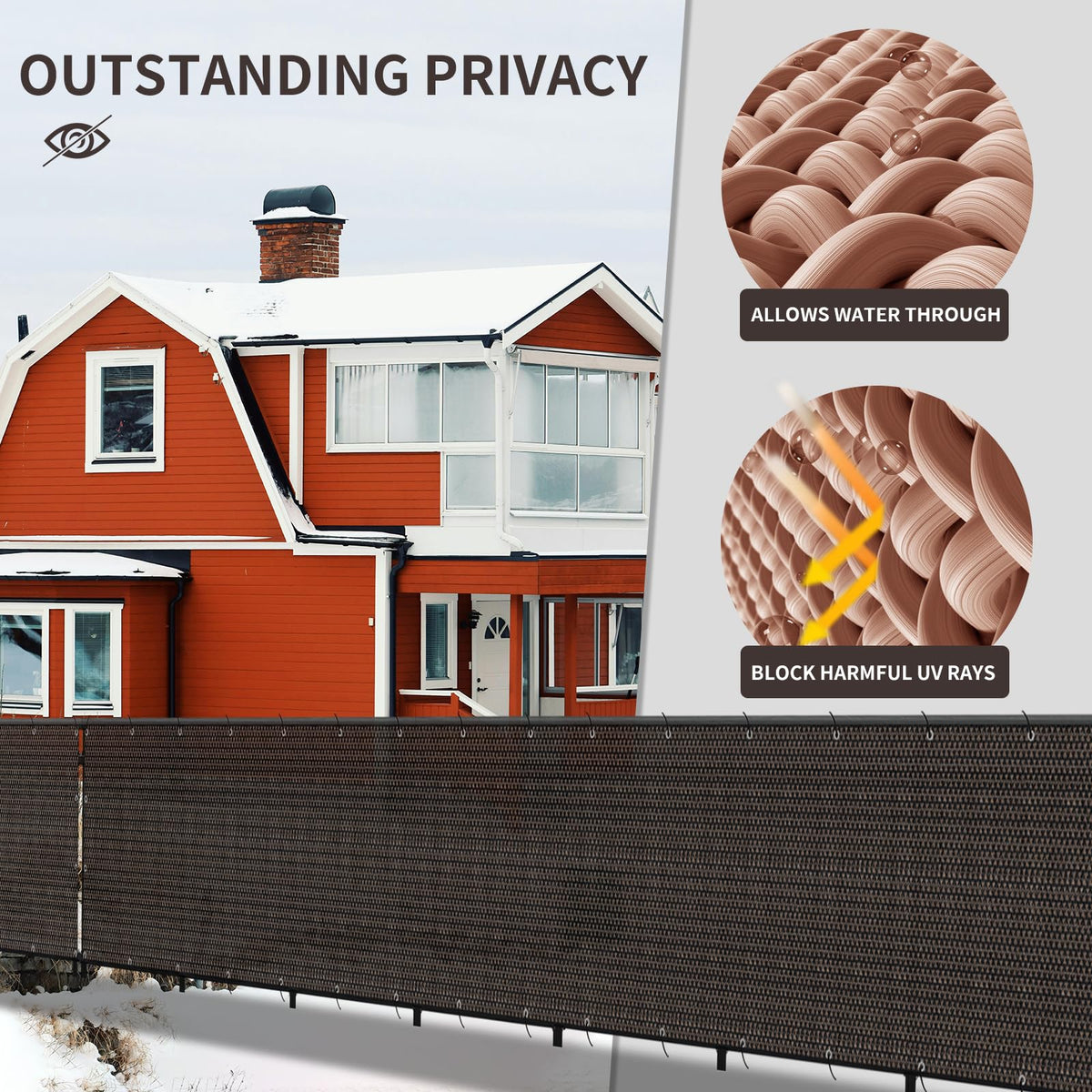 LOVE STORY fence attachment image shows zip ties included for quick installation.