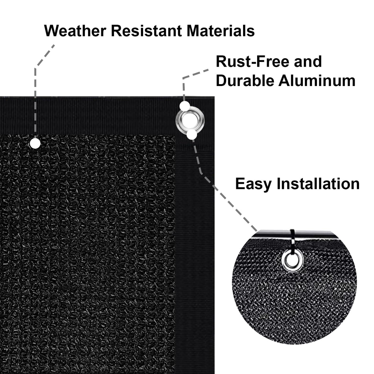 Love Story fence screen features double-stitched edges for enhanced durability