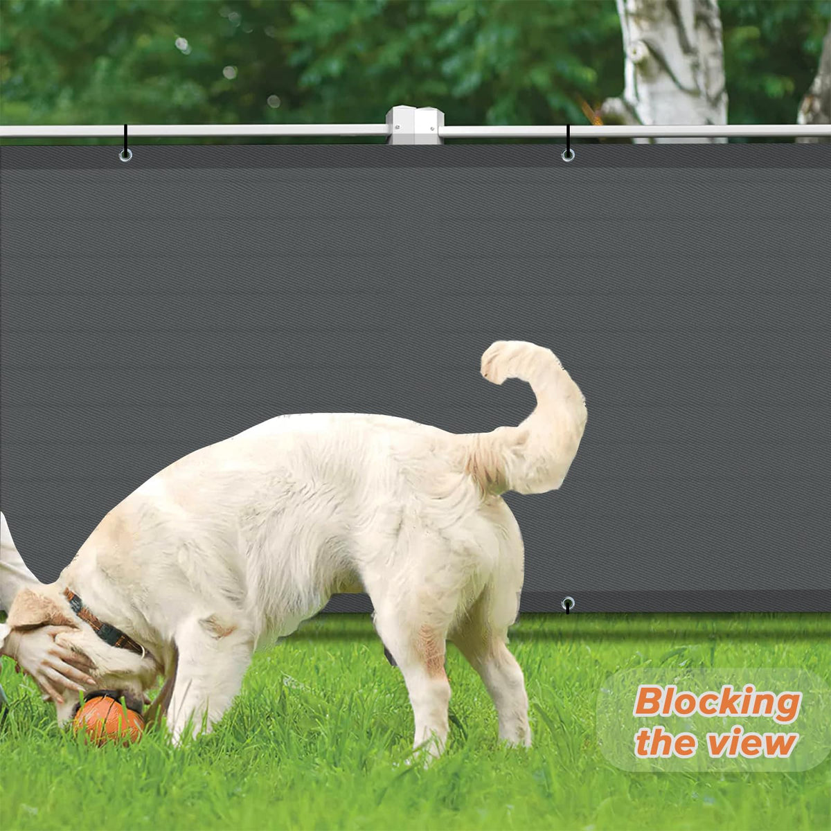 LOVE STORY HDPE privacy fabric close-up shows durable texture