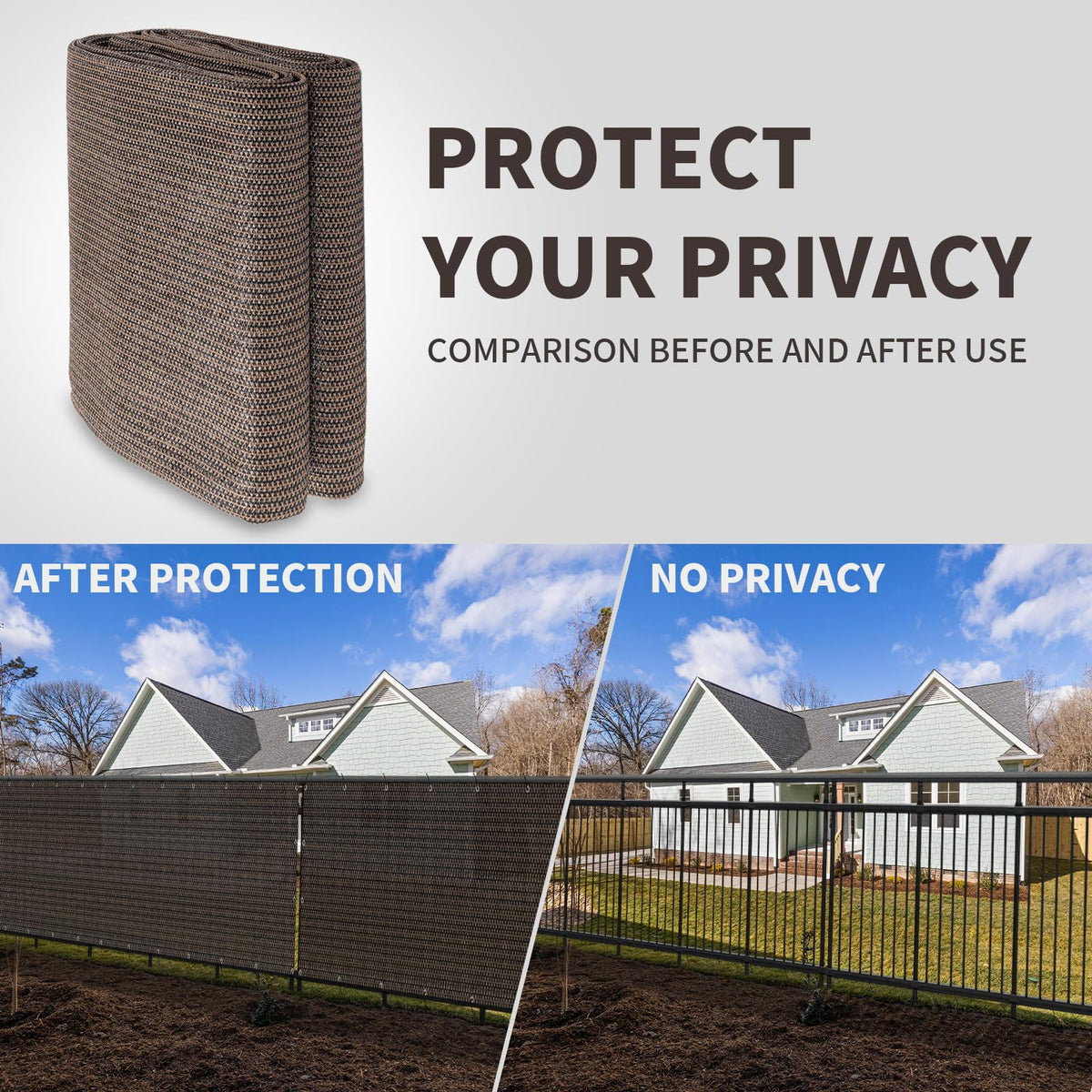 LOVE STORY on-deck shield installed creates a tidy private outdoor space.