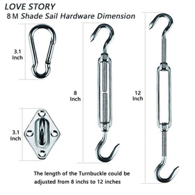 Love Story pad eye hardware provides dependable anchor points for shade sails.