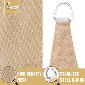 LOVE STORY sand-color fabric angle provides warm, inviting sun protection.