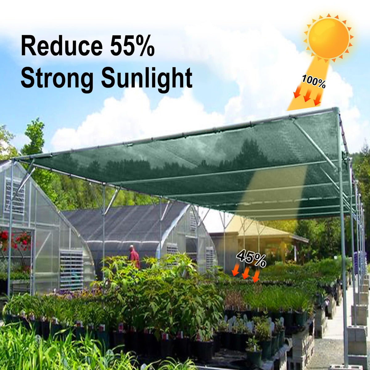 LOVE STORY shade cloth 55% edge eyelets demonstrates easy clip-tie installation for versatile use