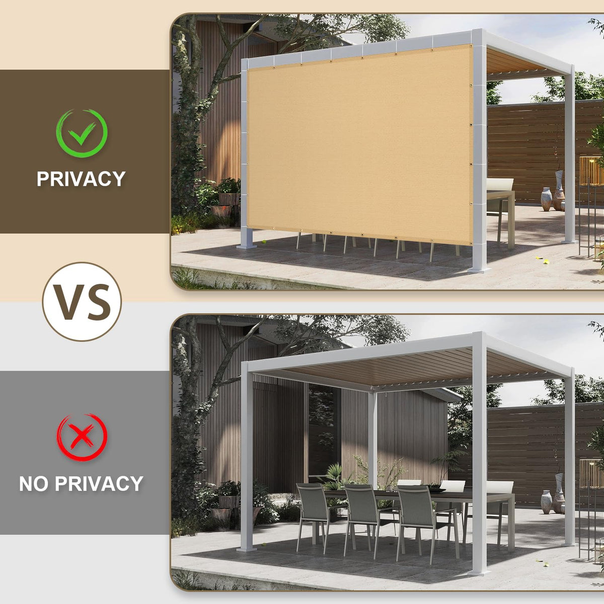 Love Story shade cloth closeup with reinforced grommets for easy hanging