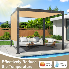 Love Story shade cloth in sand on a pergola for cooler outdoor space