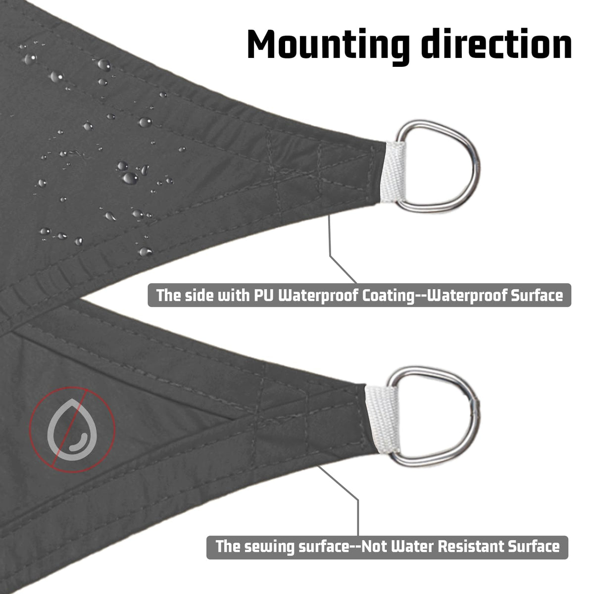 LOVE STORY shade sail with D-rings demonstrates secure attachment and stable coverage.