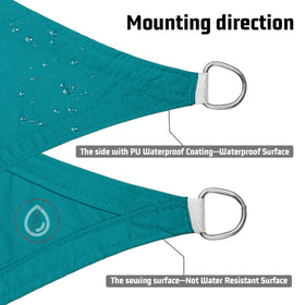 LOVE STORY shade sail installer angle view demonstrates proper runoff setup