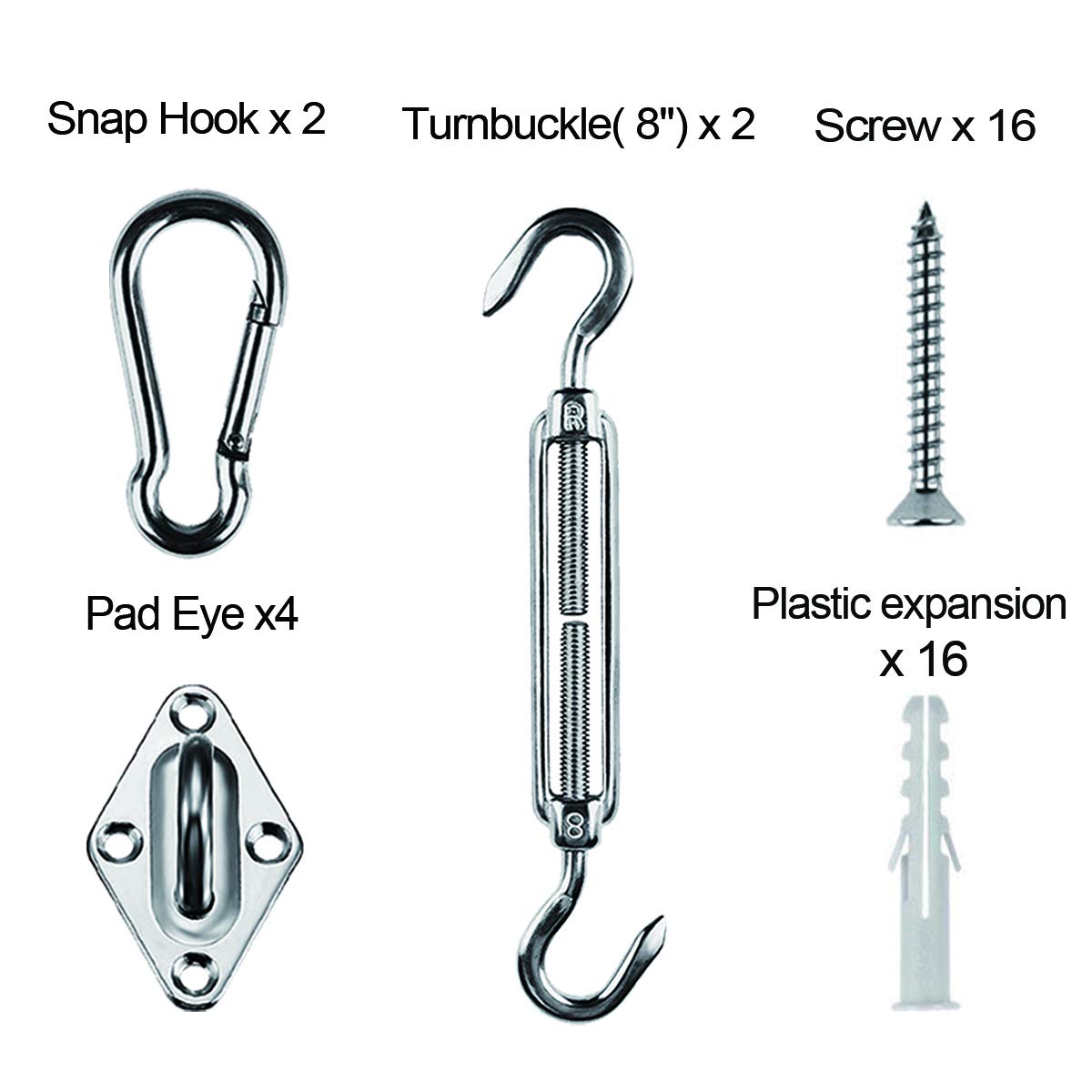 Love Story snap hook included for quick, secure shade sail connections.