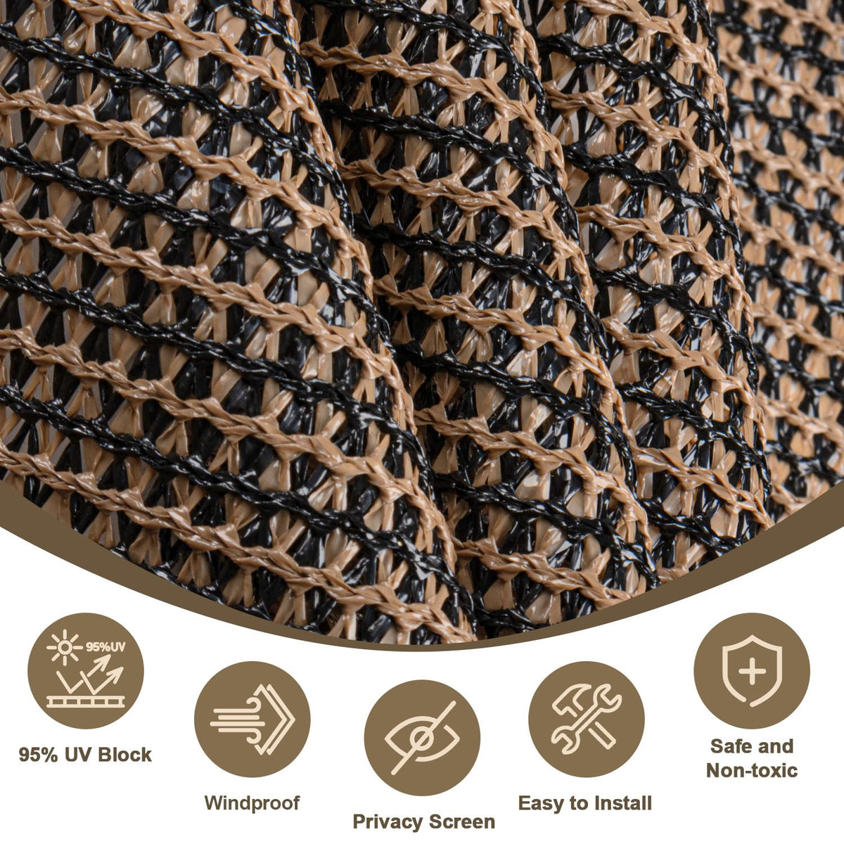 Brown outdoor shade cloth on a patio showing UV protection