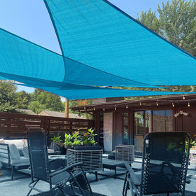 LOVE STORY triangle turquoise shade sail 12ft for patio shade and sun protection.