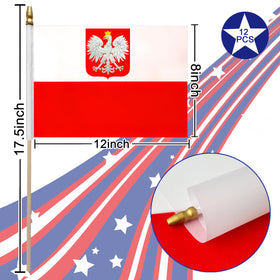 LoveVC 12-pack mini handheld flags on wood sticks.