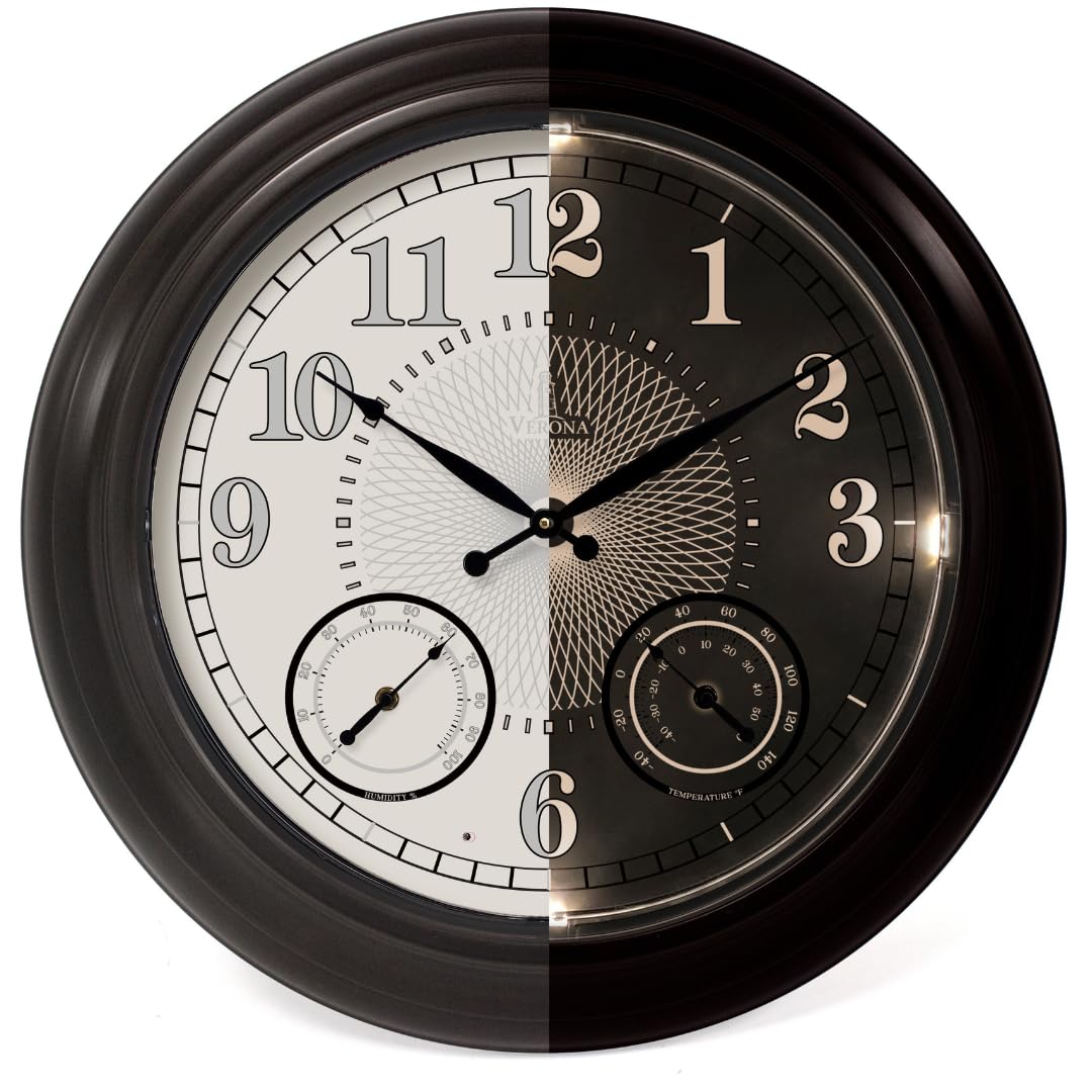 Lovely Home Essentials 24in outdoor clock exterior view with weatherproof design