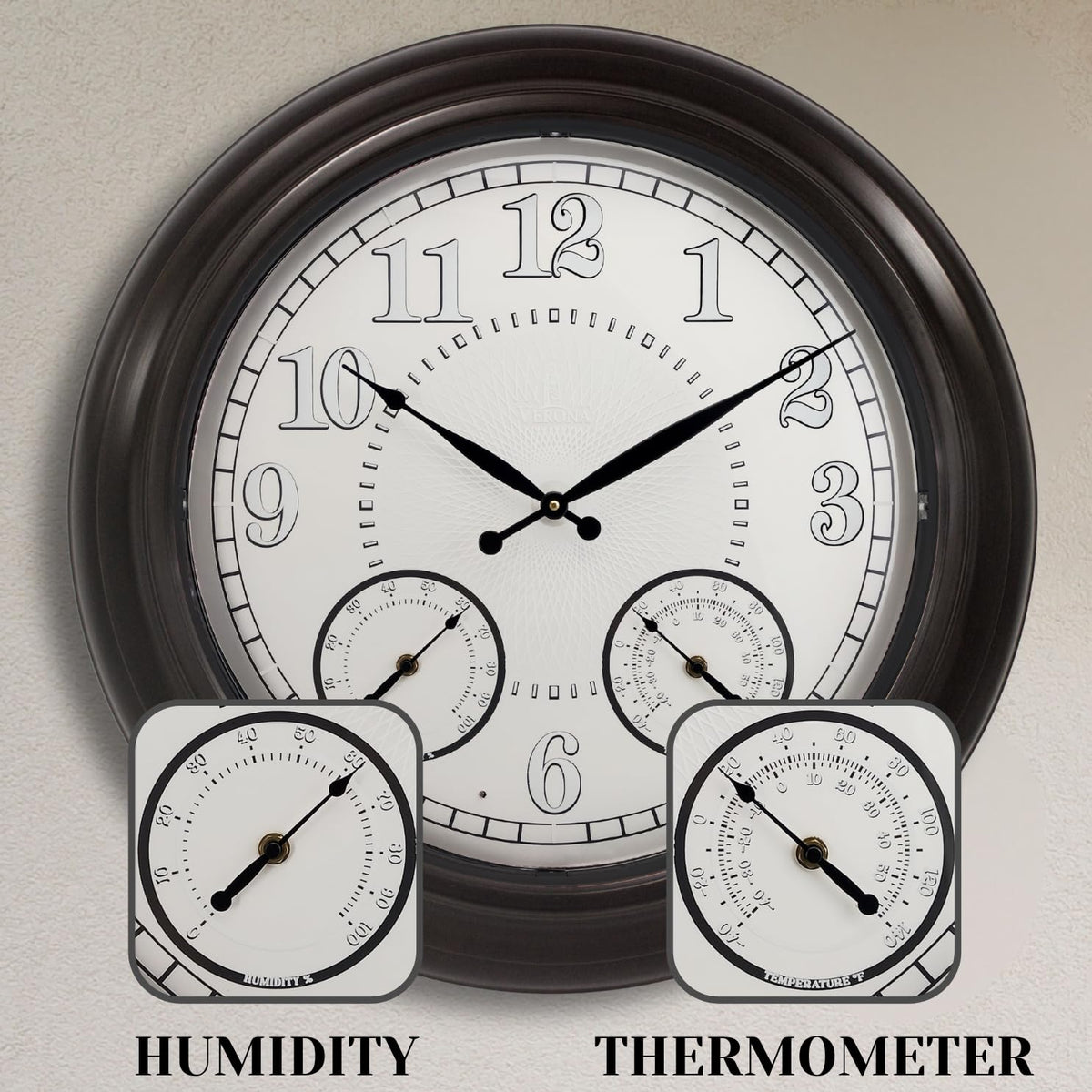 Lovely Home Essentials thermometer and hygrometer dials display temperature and humidity
