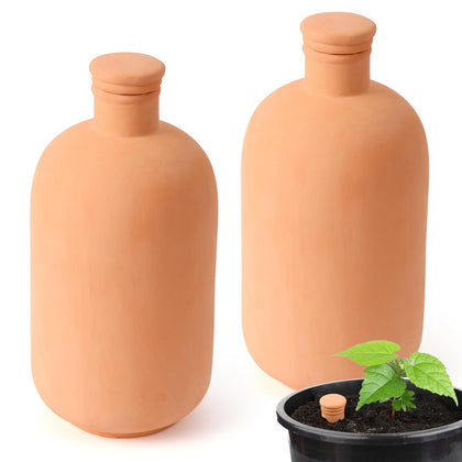 Lovely Ran 2pcs large watering globes pour to regulate hydration for indoor plants.