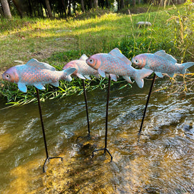 Lovely Ran four-koi garden scene fits compact outdoor spaces