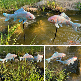 Lovely Ran koi statue offers adjustable height for flexible placement