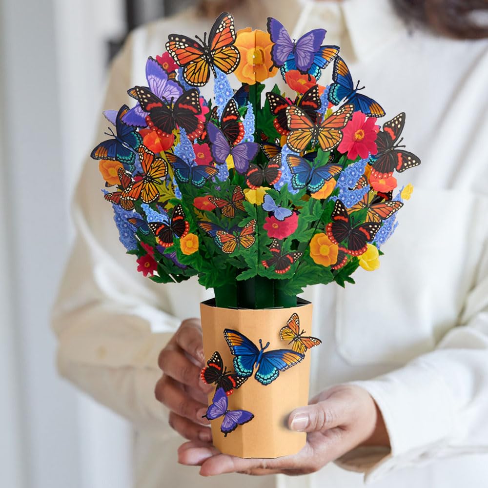 Lovepop Lavender Butterfly pop-up bouquet card with 3D flowers and butterfly detail