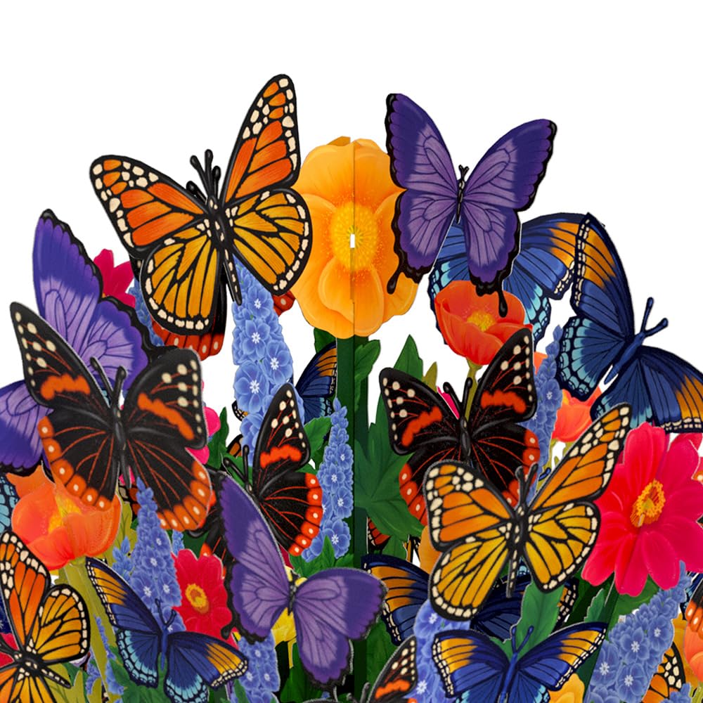 Close-up of Lovepop Lavender Butterfly pop-up bouquet card petals