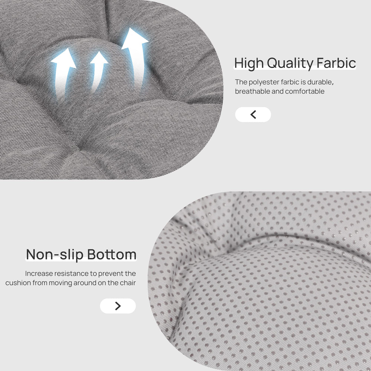 Love's cabin cushion with attached ties keeps seat pad secure.