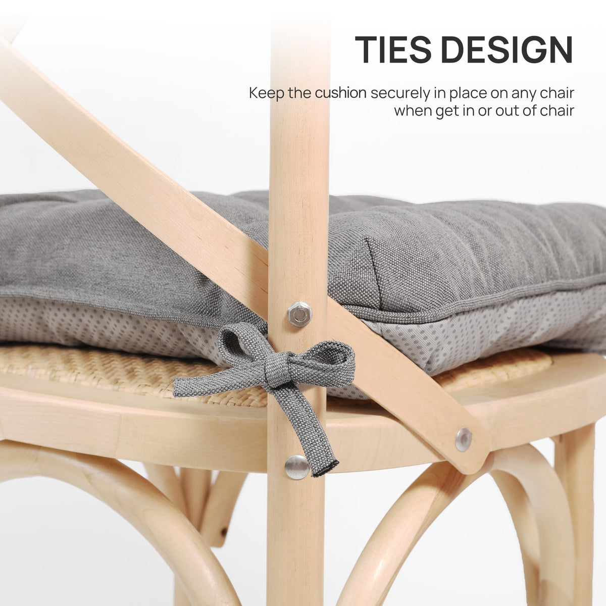 Love's cabin grey cushions fit most chairs for dining use.