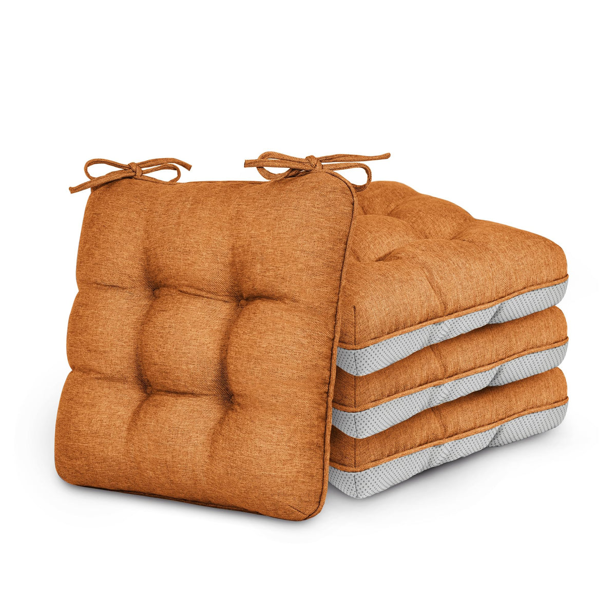 Love's cabin memory foam chair cushions set shown on a dining chair for enhanced comfort.