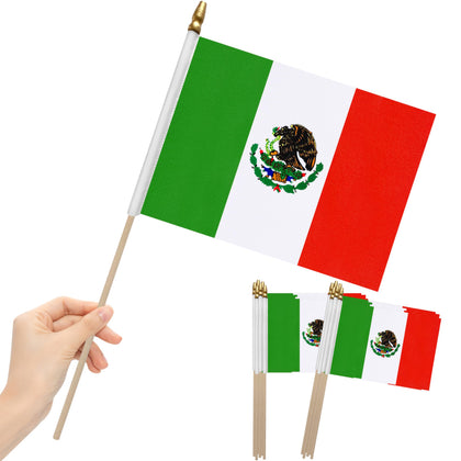 LoveVC Mexico flag 8x12in on a sturdy wood stick for vibrant décor.