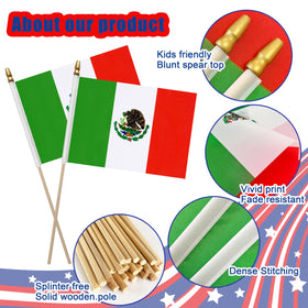 LoveVC Mexico flag with fine stitching and colorfast print for durability.