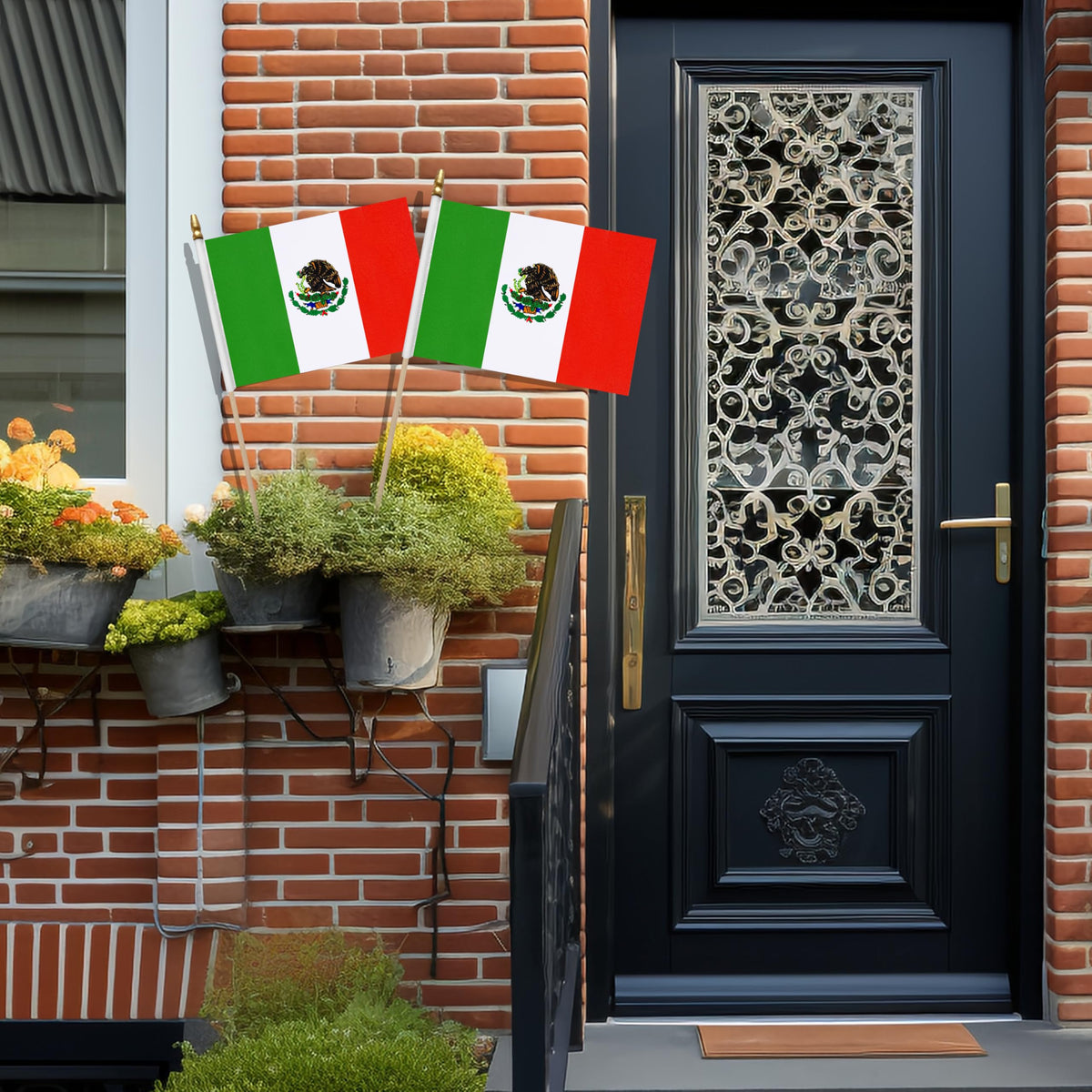LoveVC Mexico flag party decor, ideal for desktop, shelves, or walls.