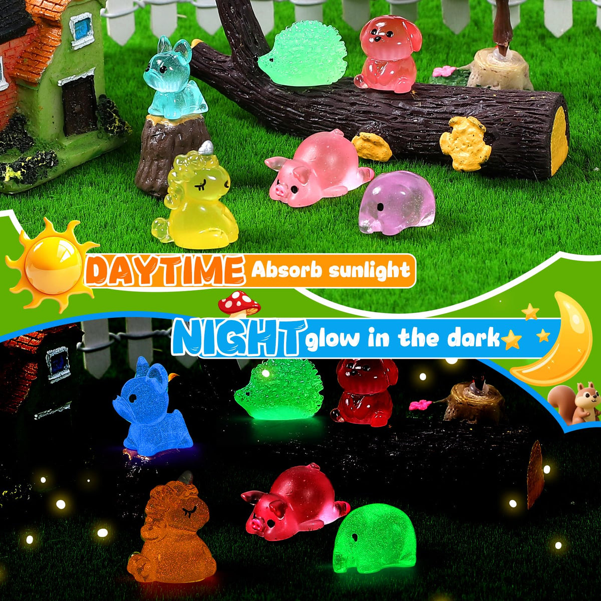 LOVEXIRAN luminous mini whale figure glowing in night terrariums