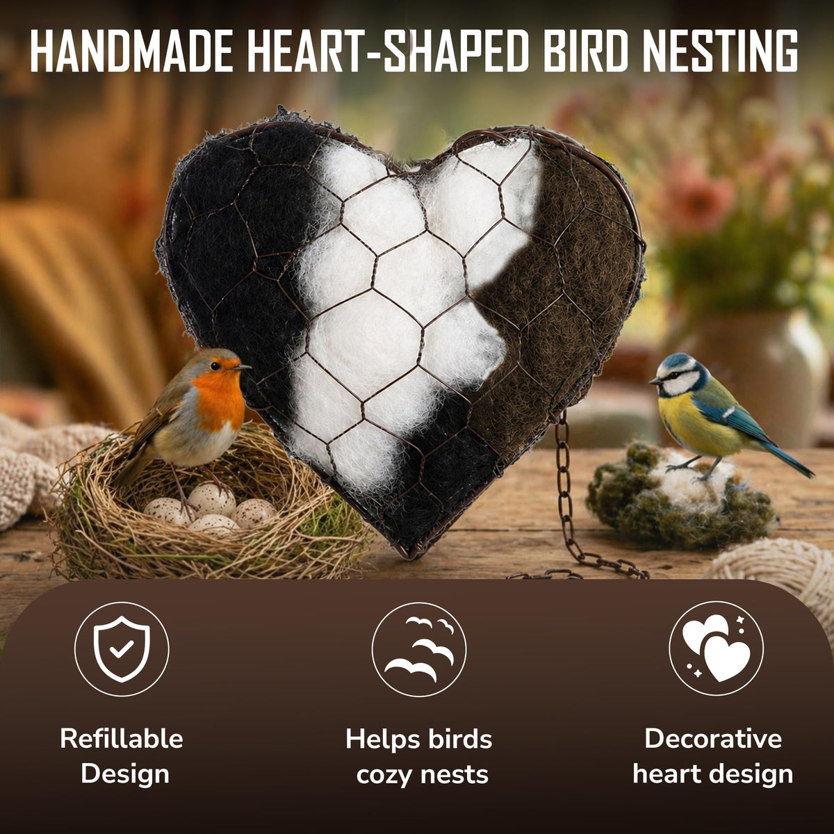 Lovixa alpaca fiber nest heart makes a thoughtful wildlife gift.