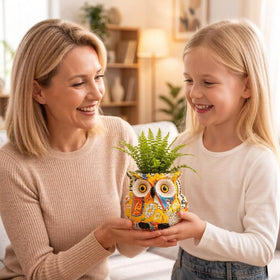 LovTocTic owl planter suitable for indoor and outdoor use.