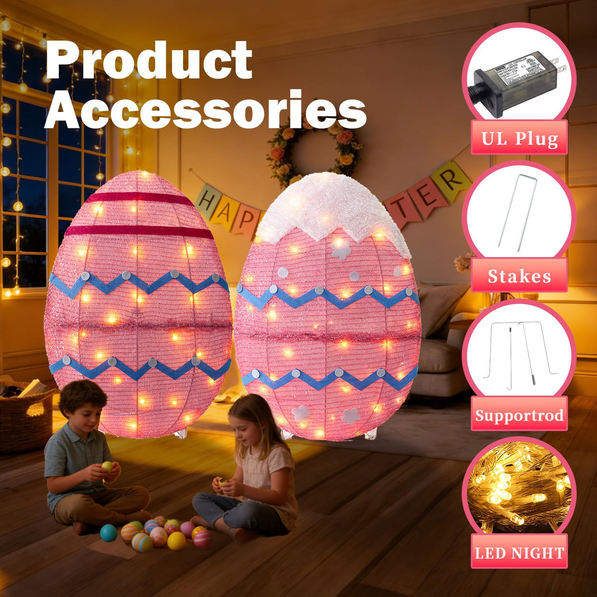 LOVTILAK easter eggs base assembly shown for quick setup
