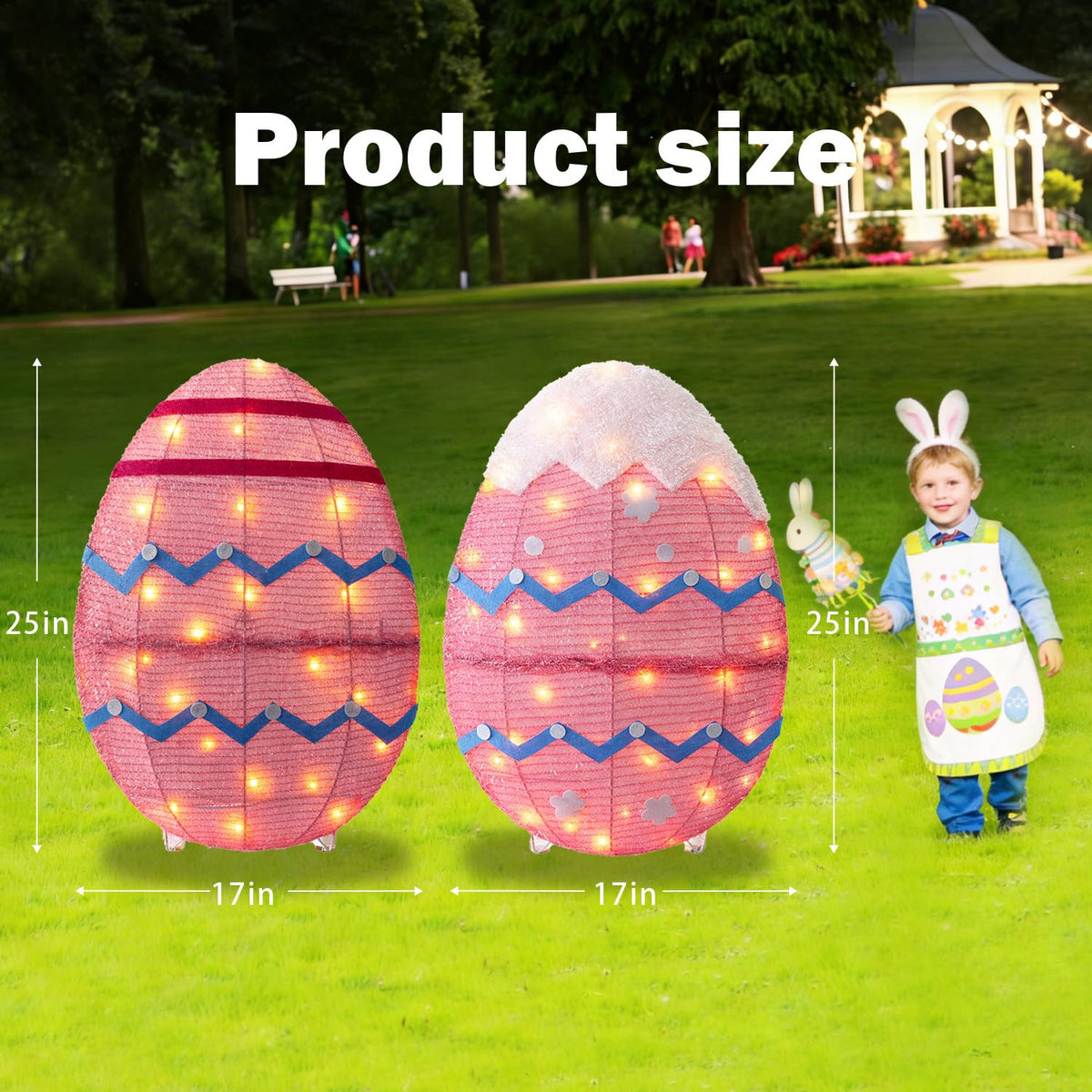 LOVTILAK outdoor Easter decor on porch creates festive evening ambiance