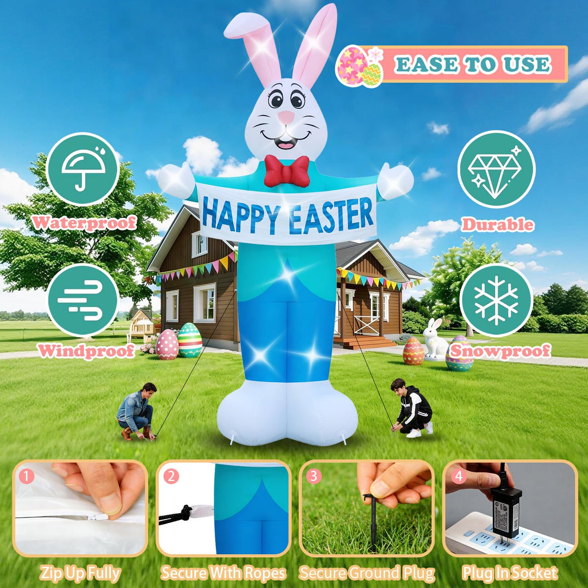 LOVTILAK durable waterproof fabric used for the Easter inflatable outdoors.
