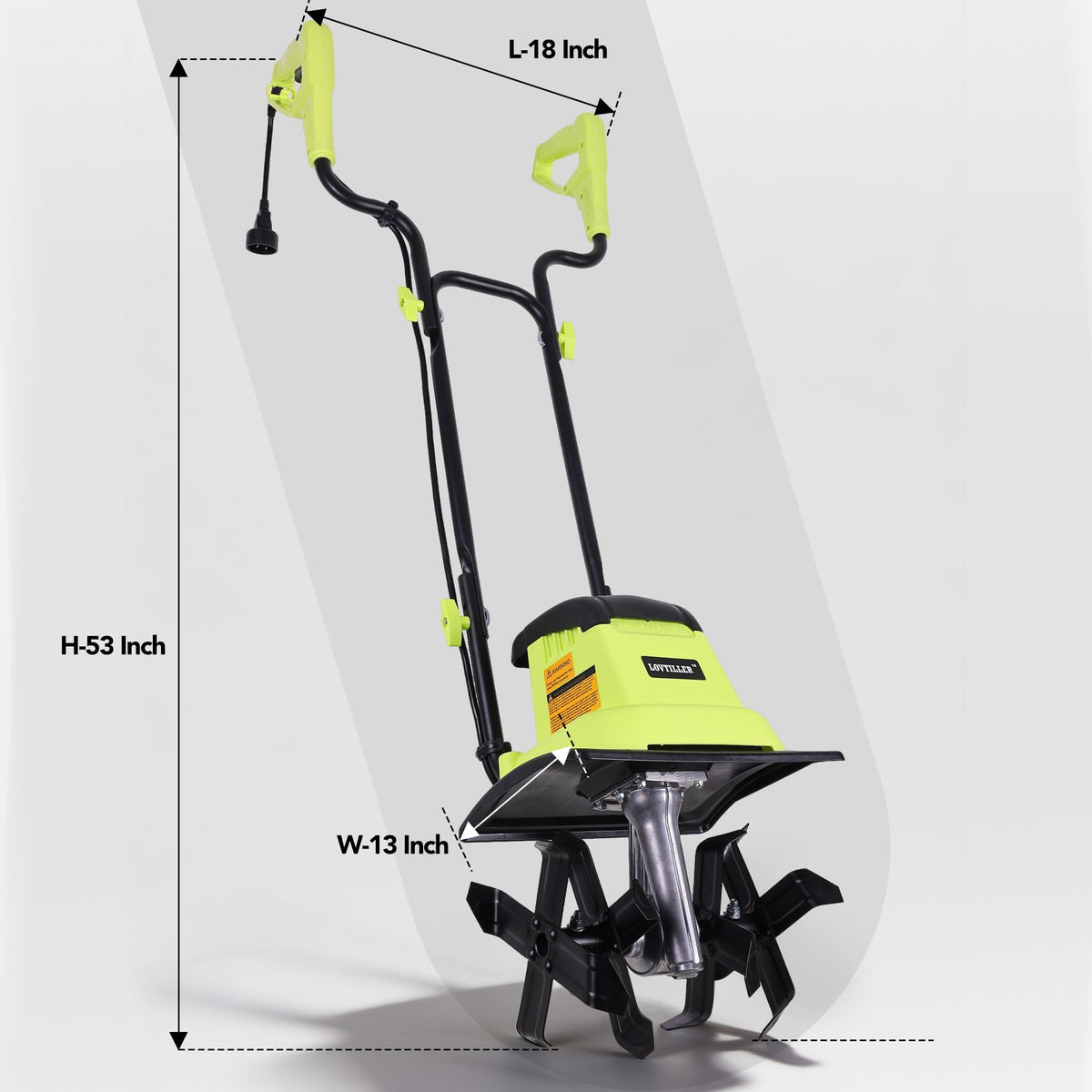 LOVTILLER automatic stop safety feature protects user and tool during operation.