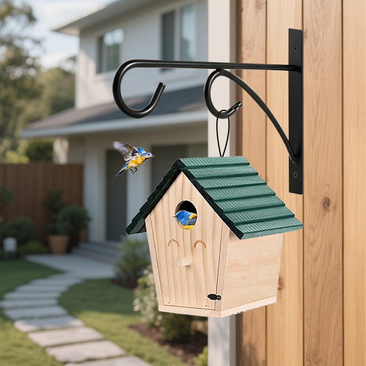 LOVYNO garden setup cleanly holds feeders and lights for a cozy outdoor space.